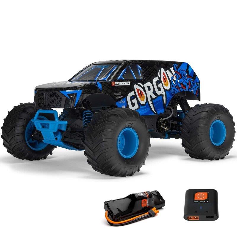 ARRMA 1/10 GORGON 2WD RTR Brushed Monster Truck (Batt & Char Included), Blue - 2