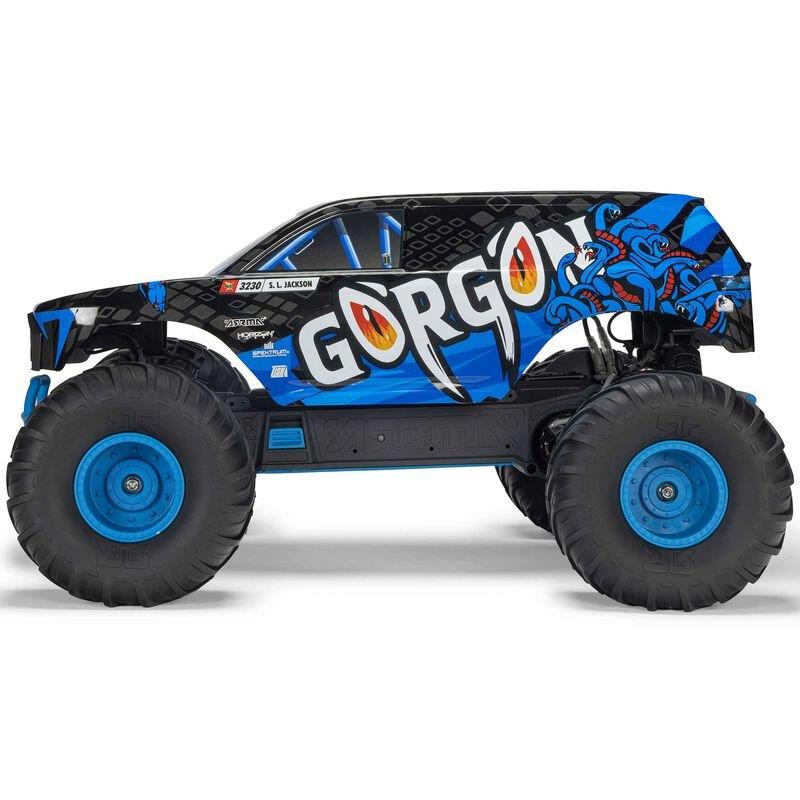 ARRMA 1/10 GORGON 2WD RTR Brushed Monster Truck (Batt & Char Included), Blue - 10