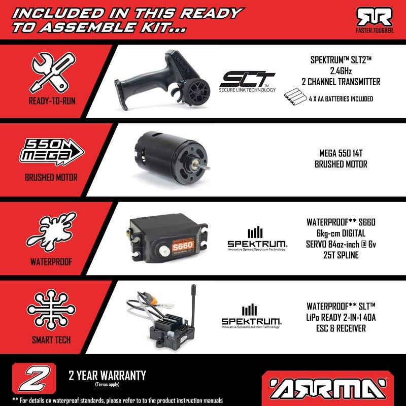 ARRMA 1/10 GORGON 2WD RTA Kit Brushed MonsterTruck (Batt & Char Included), Clear - 22