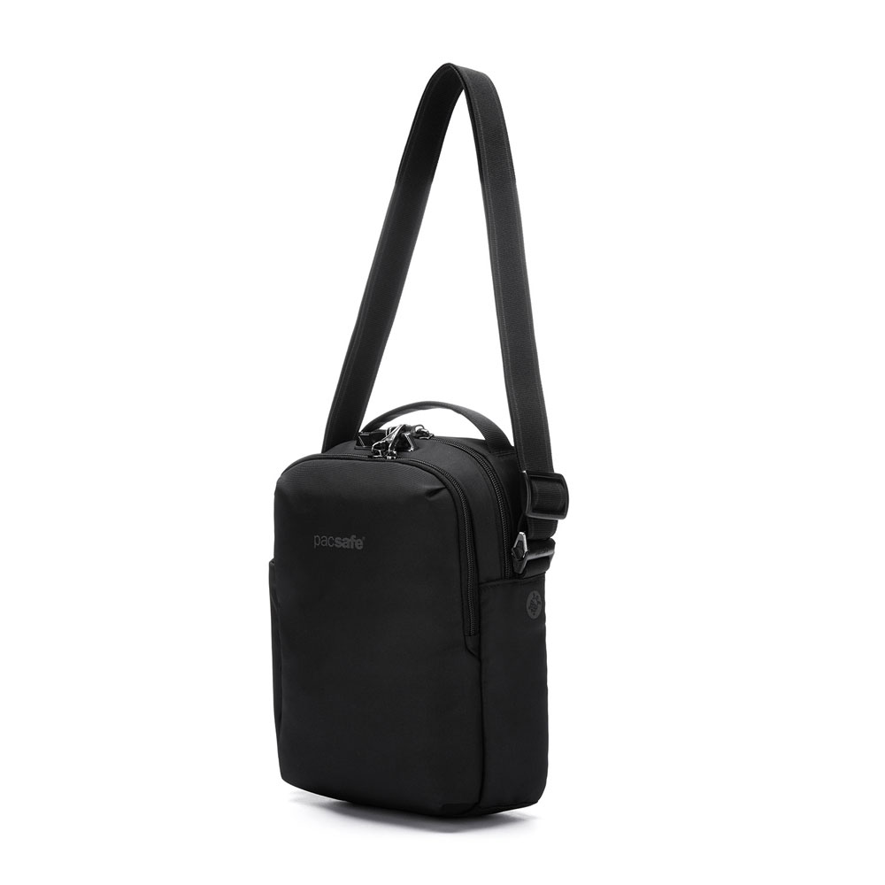 Stöldsäker axelremsväska - PACSAFE V Tour Crossbody Jet Black - 2