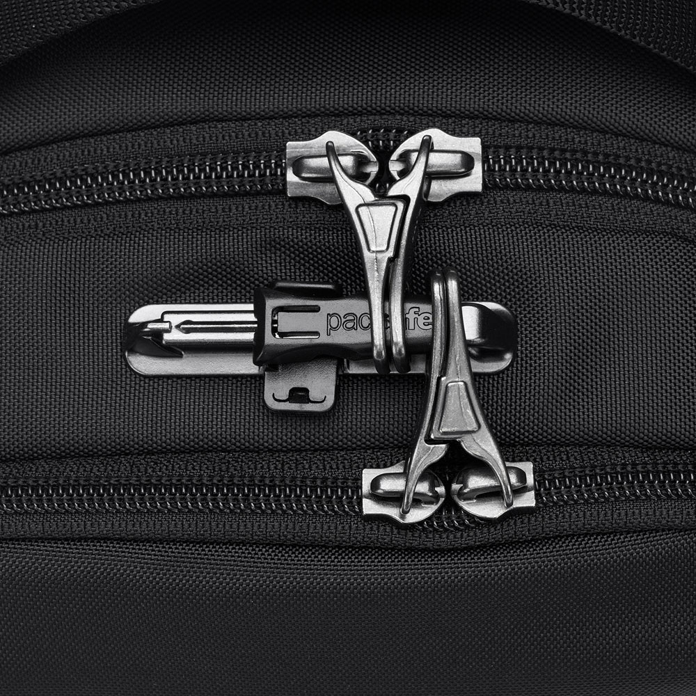 Stöldsäker axelremsväska - PACSAFE V Tour Crossbody Jet Black - 10