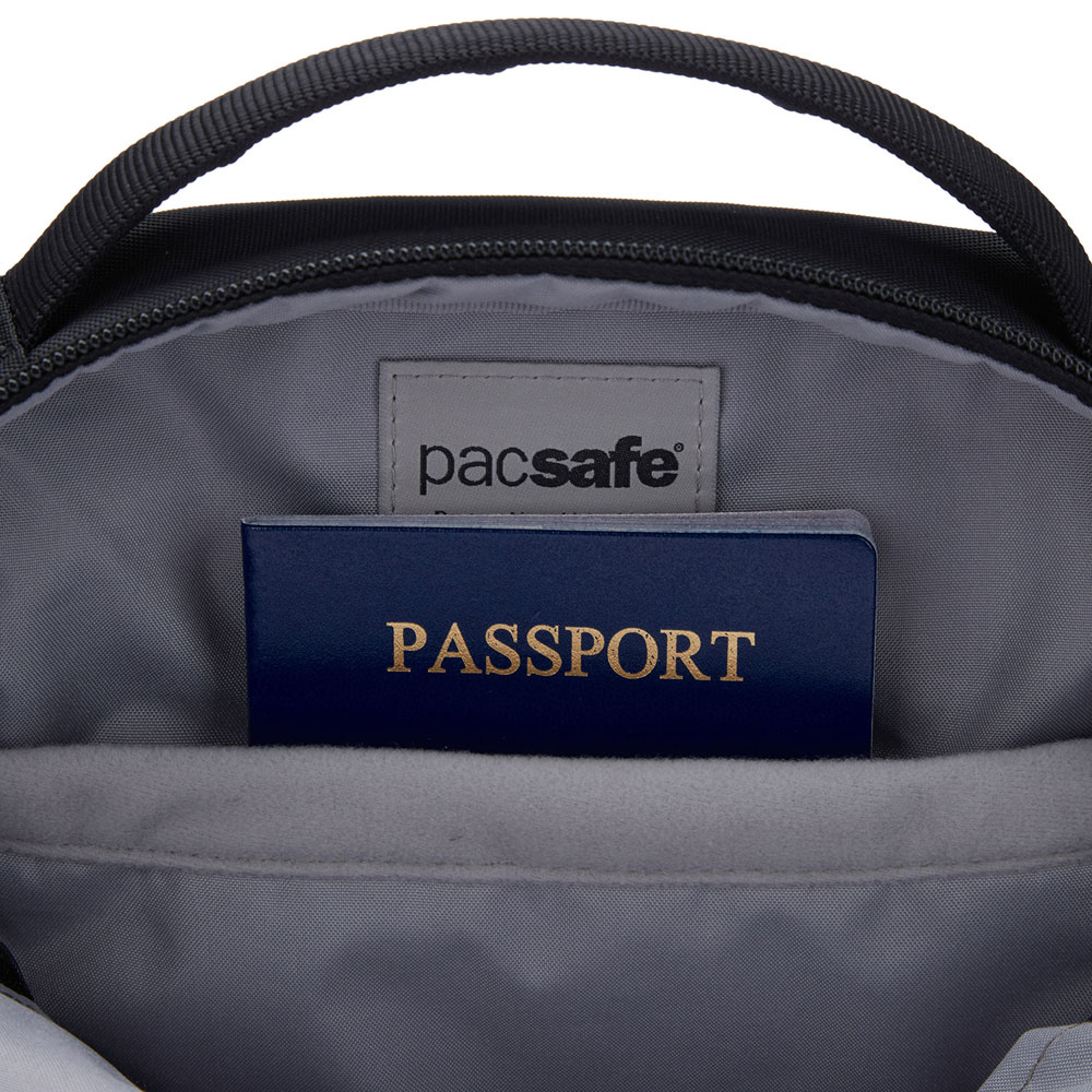 Stöldsäker axelremsväska - PACSAFE V Tour Crossbody Jet Black - 11