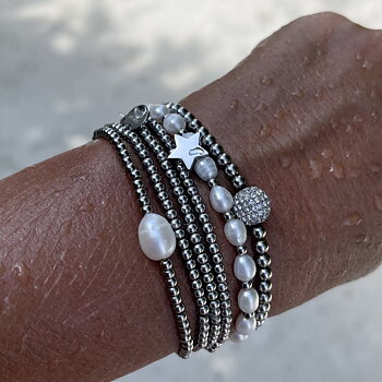 Armband pearl stål - Bud to Rose