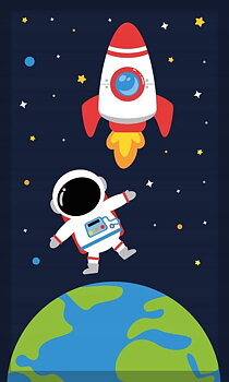 Raket Astronaut Handduk 30x40cm