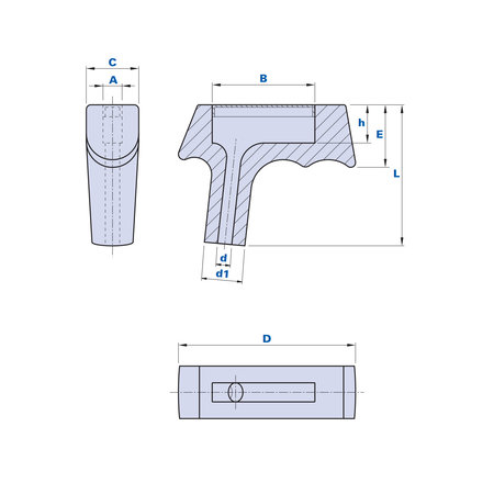 L-handtag svart L=59mm d=6 - 2