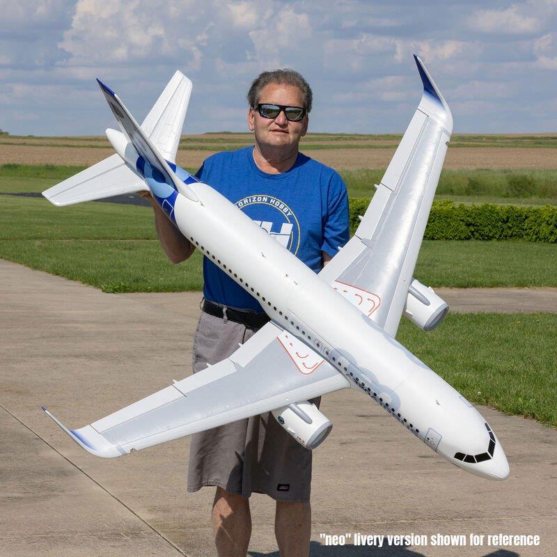 E-flite Airbus A320neo Twin 64mm EDF BNF Basic w AS3X+, SAFESelect, Base White - 27