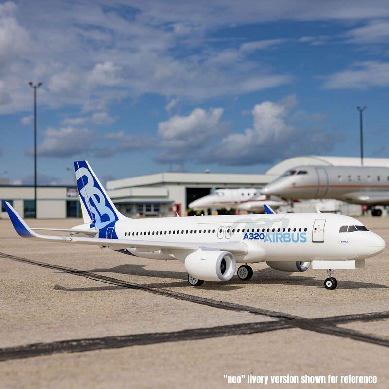 E-flite Airbus A320neo Twin 64mm EDF BNF Basic w AS3X+, SAFESelect, Base White - 12