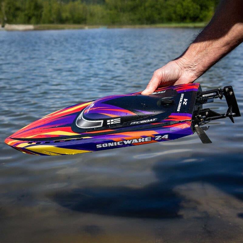 PROBOATSonicwake 24inch Self-Righting Brshlss Deep-V RTR (Batt & Char Incl), Red - 10