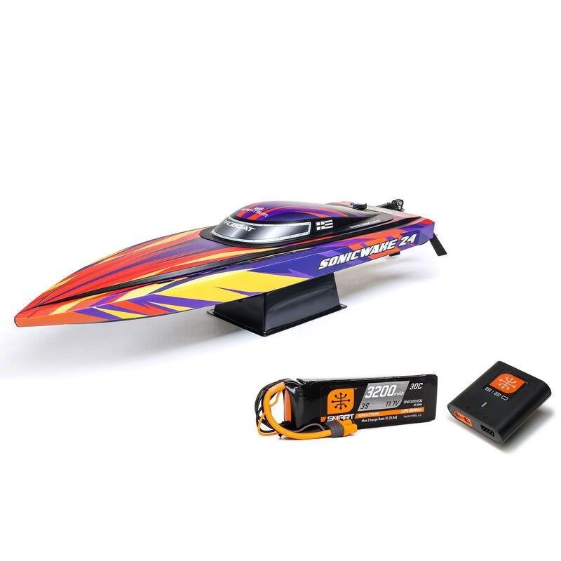 PROBOATSonicwake 24inch Self-Righting Brshlss Deep-V RTR (Batt & Char Incl), Red - 2