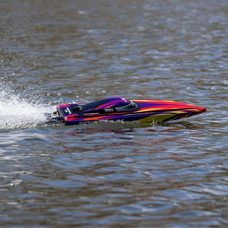 PROBOATSonicwake 24inch Self-Righting Brshlss Deep-V RTR (Batt & Char Incl), Red - 7