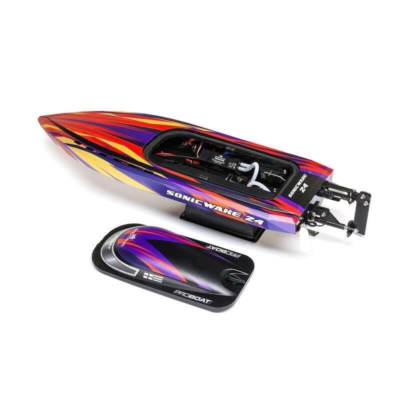 PROBOATSonicwake 24inch Self-Righting Brshlss Deep-V RTR (Batt & Char Incl), Red - 17