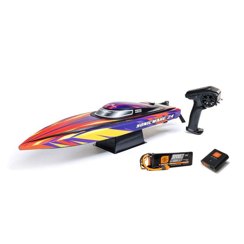 PROBOATSonicwake 24inch Self-Righting Brshlss Deep-V RTR (Batt & Char Incl), Red - 23