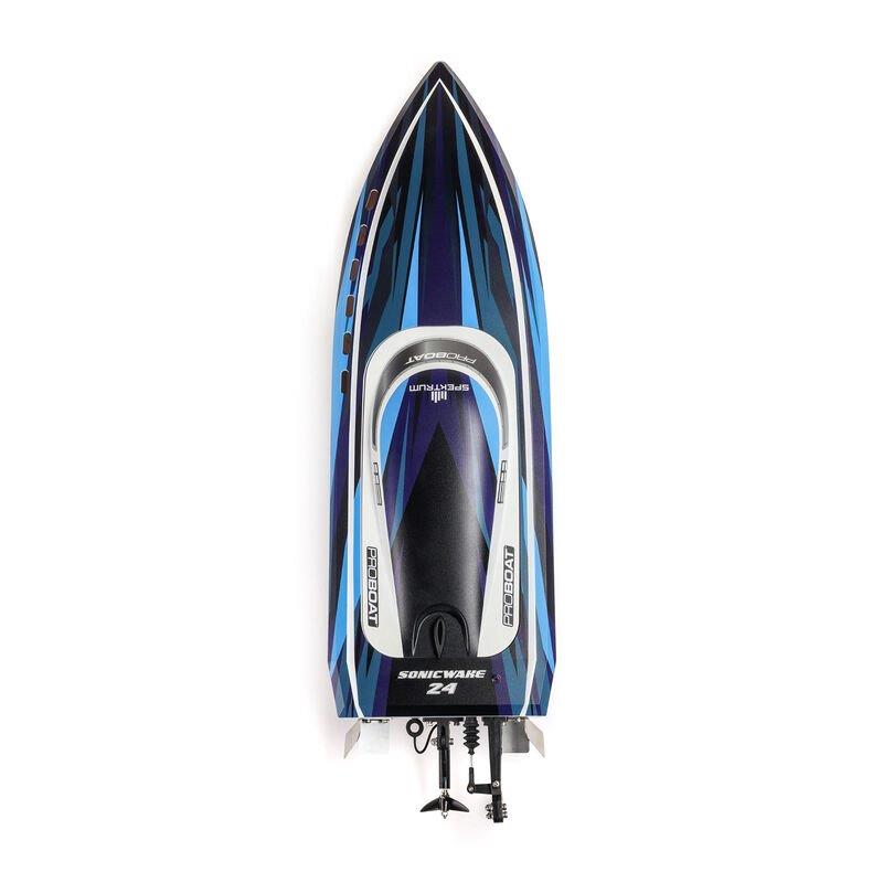 PROBOATSonicwake 24inch Self-Righting Brshlss Deep-V RTR (Batt & Char Inc), Blue - 9