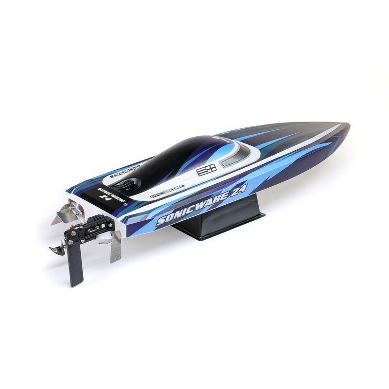 PROBOATSonicwake 24inch Self-Righting Brshlss Deep-V RTR (Batt & Char Inc), Blue - 14