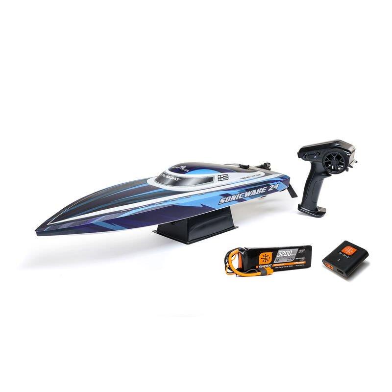 PROBOATSonicwake 24inch Self-Righting Brshlss Deep-V RTR (Batt & Char Inc), Blue - 21