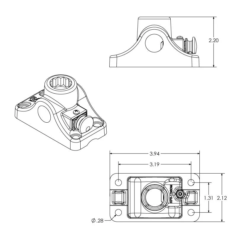 RAM ROD® Bulkhead/Flat Surface Base - 3