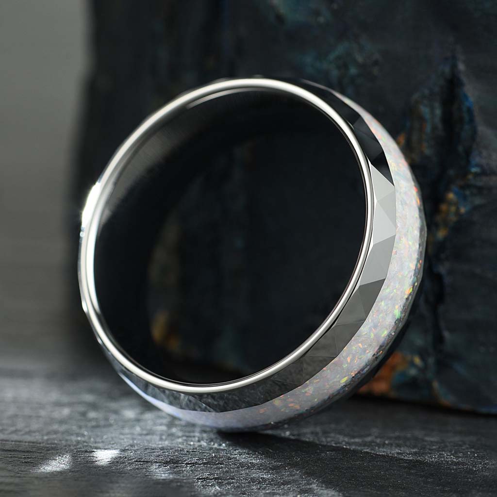 Ring Facet Opal - Diamantslebet Wolfram Knust Opal - 4