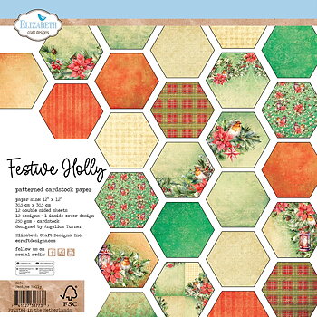 Elizabeth  -  Printed Cardstock -12x12 - Festive Holly