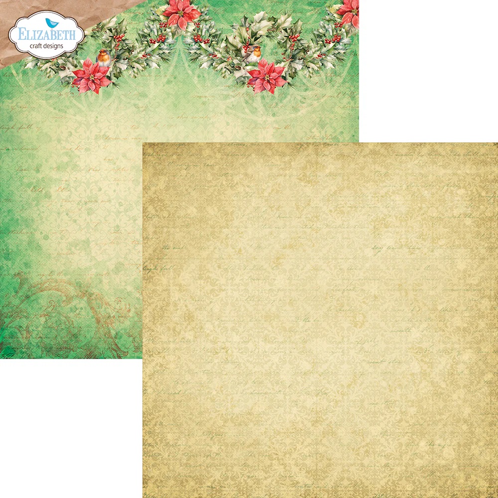 Elizabeth  -  Printed Cardstock -12x12 - Festive Holly - 4
