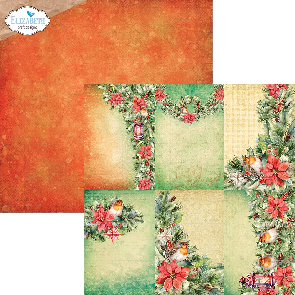 Elizabeth  -  Printed Cardstock -12x12 - Festive Holly - 3