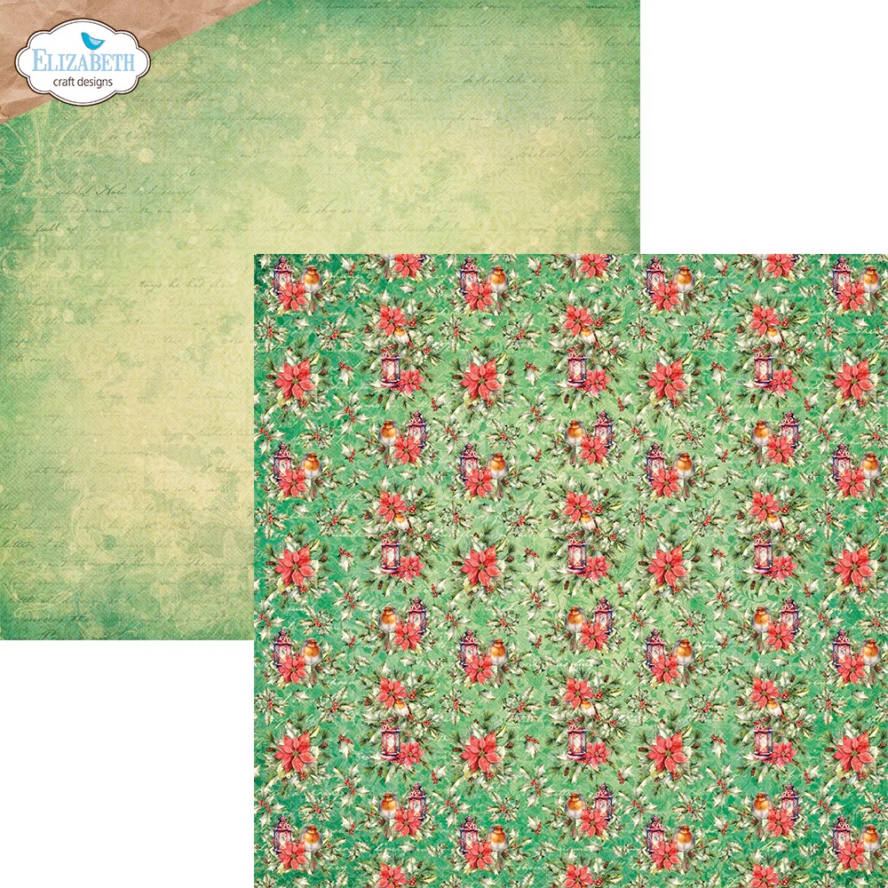 Elizabeth  -  Printed Cardstock -12x12 - Festive Holly - 7