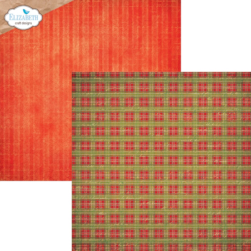 Elizabeth  -  Printed Cardstock -12x12 - Festive Holly - 5