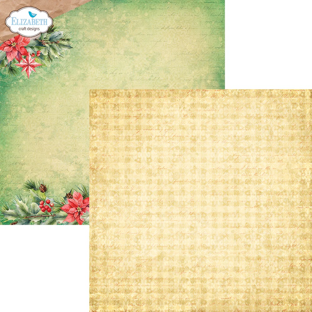 Elizabeth  -  Printed Cardstock -12x12 - Festive Holly - 6