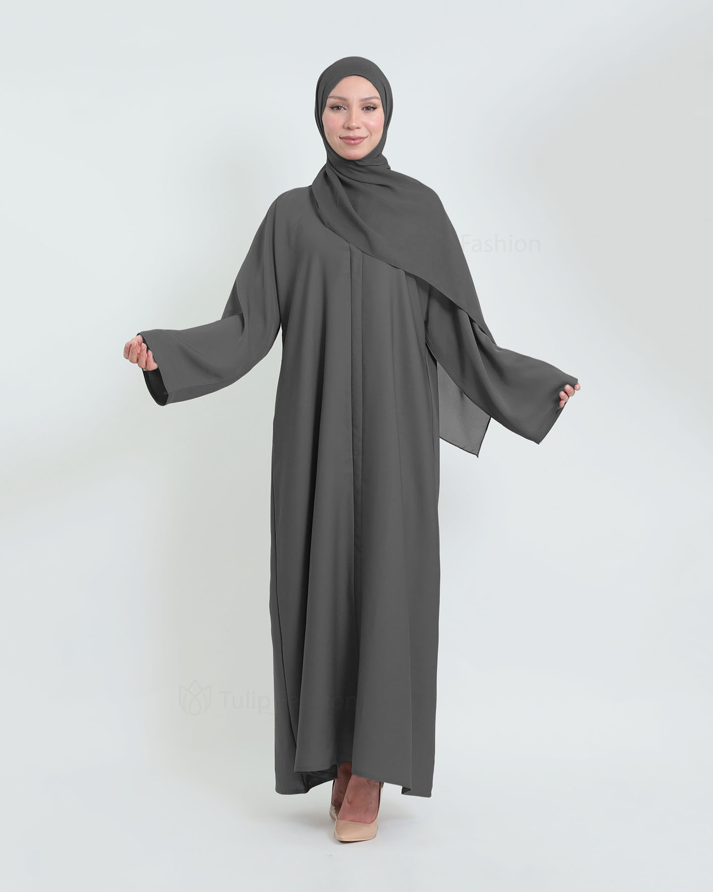 Abaya with matching Hijab - Gray