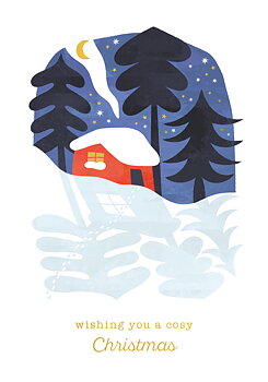 Elf Cosy Cottage Xmas Card