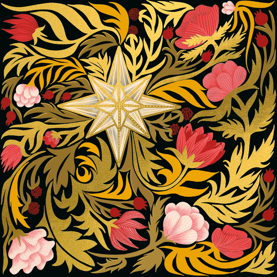 Star & Foliage Lux Box 8 Cards & Envelopes