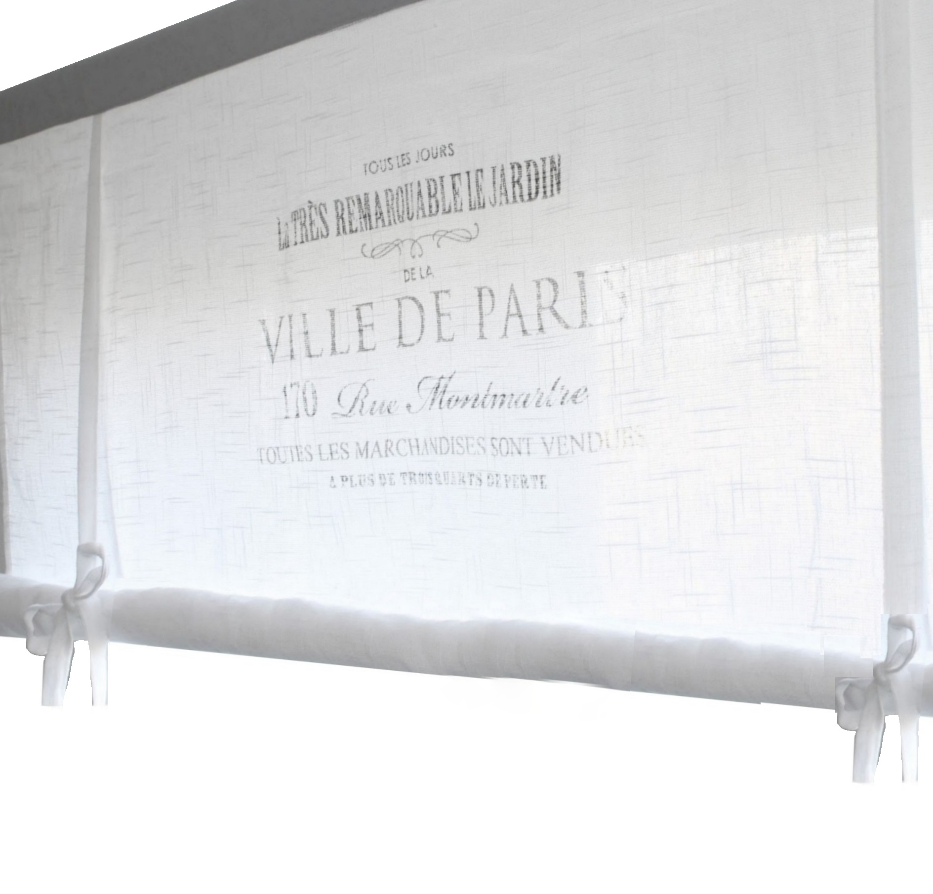 Hissgardin Paris Montmartre med knytband shabby chic lantlig stil