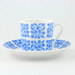 Stig Lindberg (Bladruta 1968) Coffee Cup with Blue Branch Decor 9 cm (2)