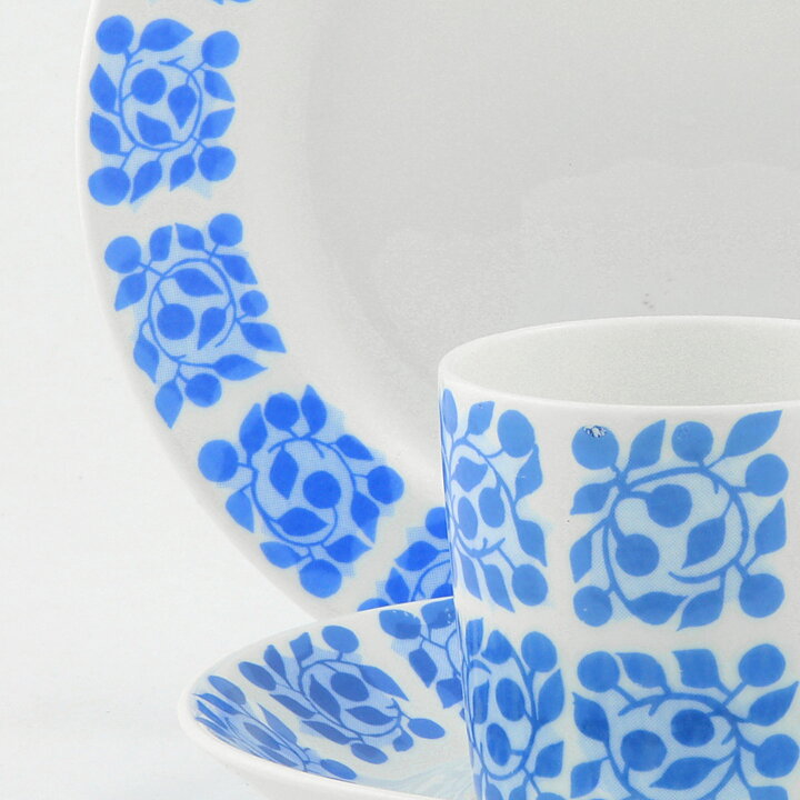 Stig Lindberg (Bladruta 1968) Coffee Cup with Saucer and Plate (1)