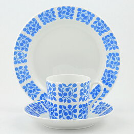 Stig Lindberg (Bladruta 1968) Coffee Cup with Saucer and Plate (2)