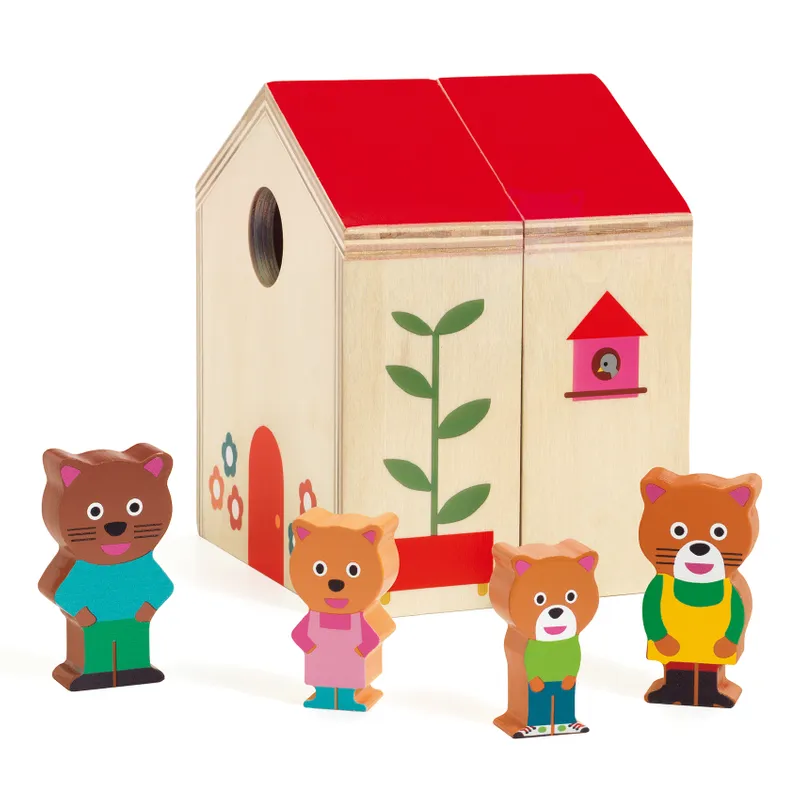 Mini Dockhus i trä med figurer  -  från Djeco  - 2