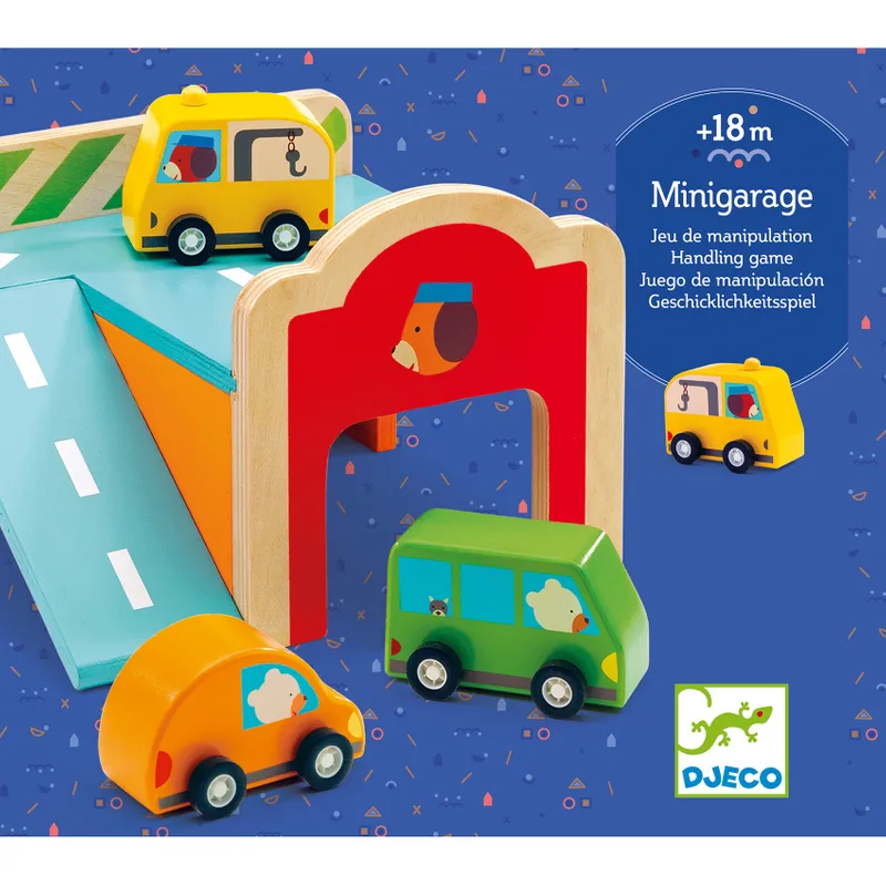 Mini Garage i trä med bilar -  från Djeco  - 2
