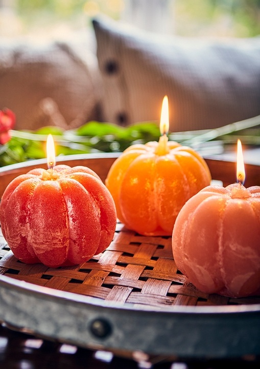 Uteljus Pumpa - Ljus - Pumpaljus - Mörk Orange - Ø12,5xH11 cm - 3