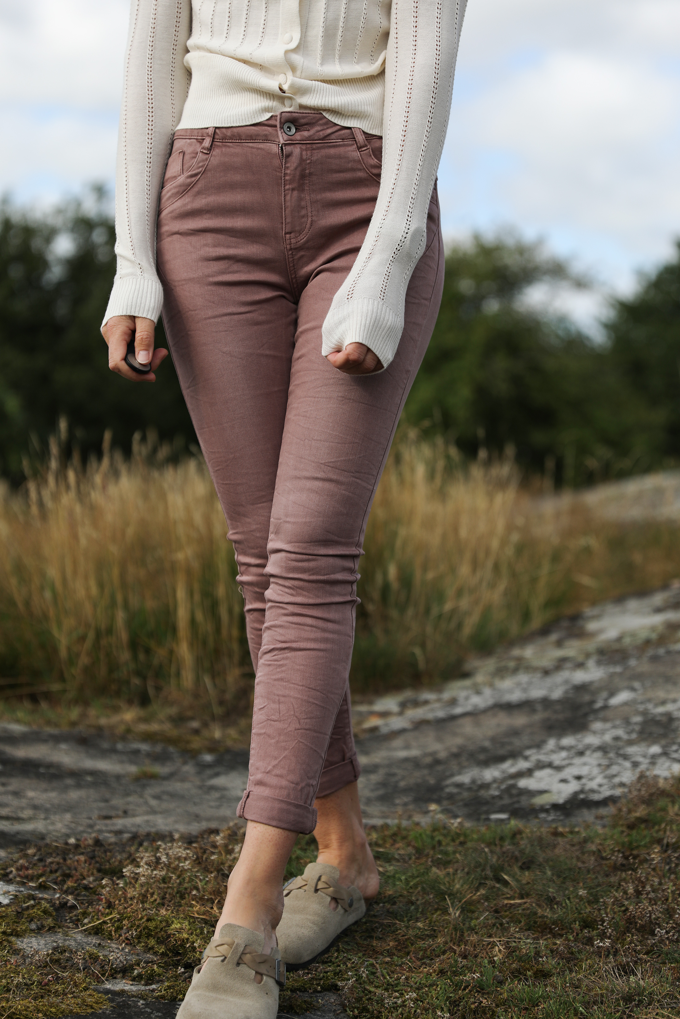 Jeans in favorite model with zip fly mauve