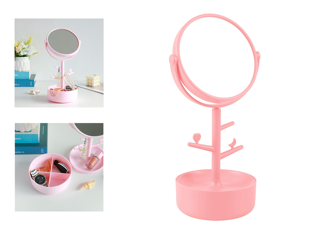 Sminkspegel med smyckeshållare Rosa