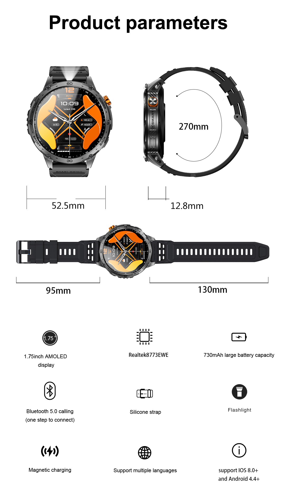 Philippe Palmer Smart Watch LP68 AMOLED Silver - 18
