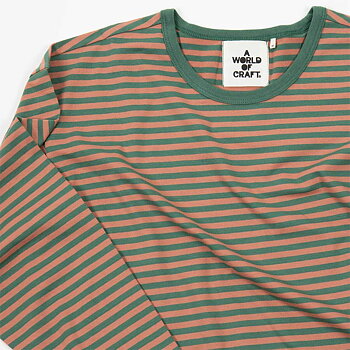 T-shirt med lång ärm dam grön/aprikos, A World of Craft