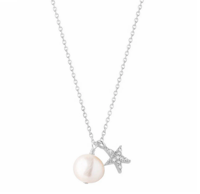 Pearl & Star Necklace, Silver