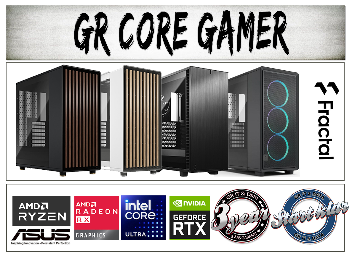 GR Core Gamer A31 Gaming PC | ASUS RTX 5060 | AMD Ryzen 5  | 16GB DDR5 | 1TB SSD | ASUS TUF moderkort | 750W | Luftkylare | Flera chassi alternativ