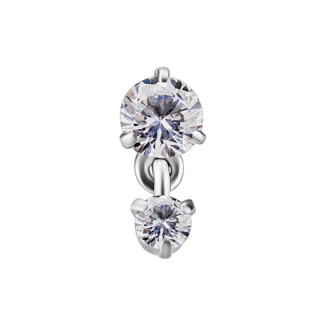 Top to internally threaded labret - double crystal - steel