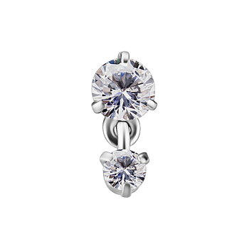 Top to internally threaded labret - double crystal - steel