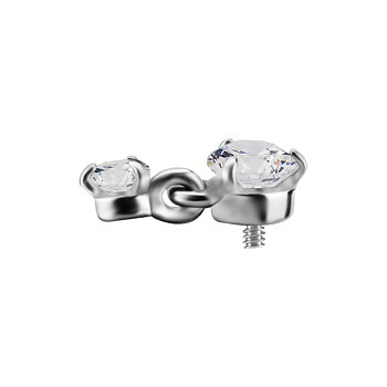 Top to internally threaded labret - double crystal - steel