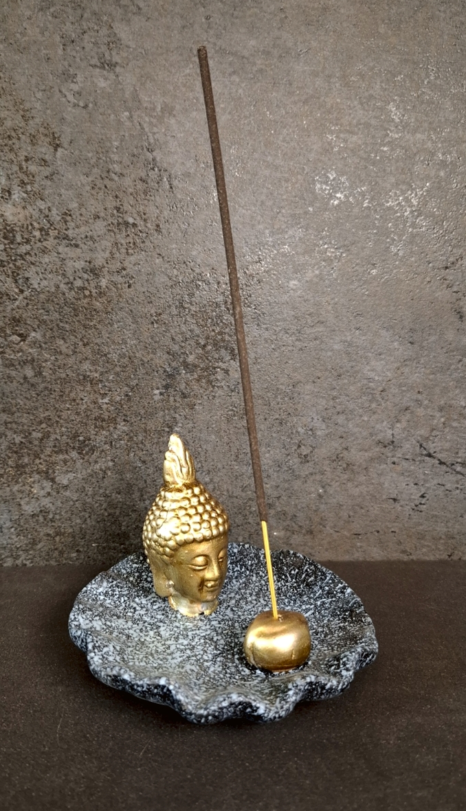 Rökelse Hållare med Buddha i Guld