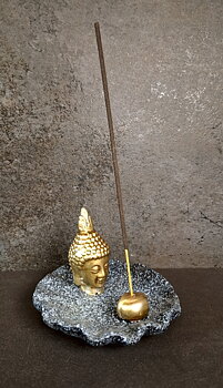 Rökelse Hållare med Buddha i Guld