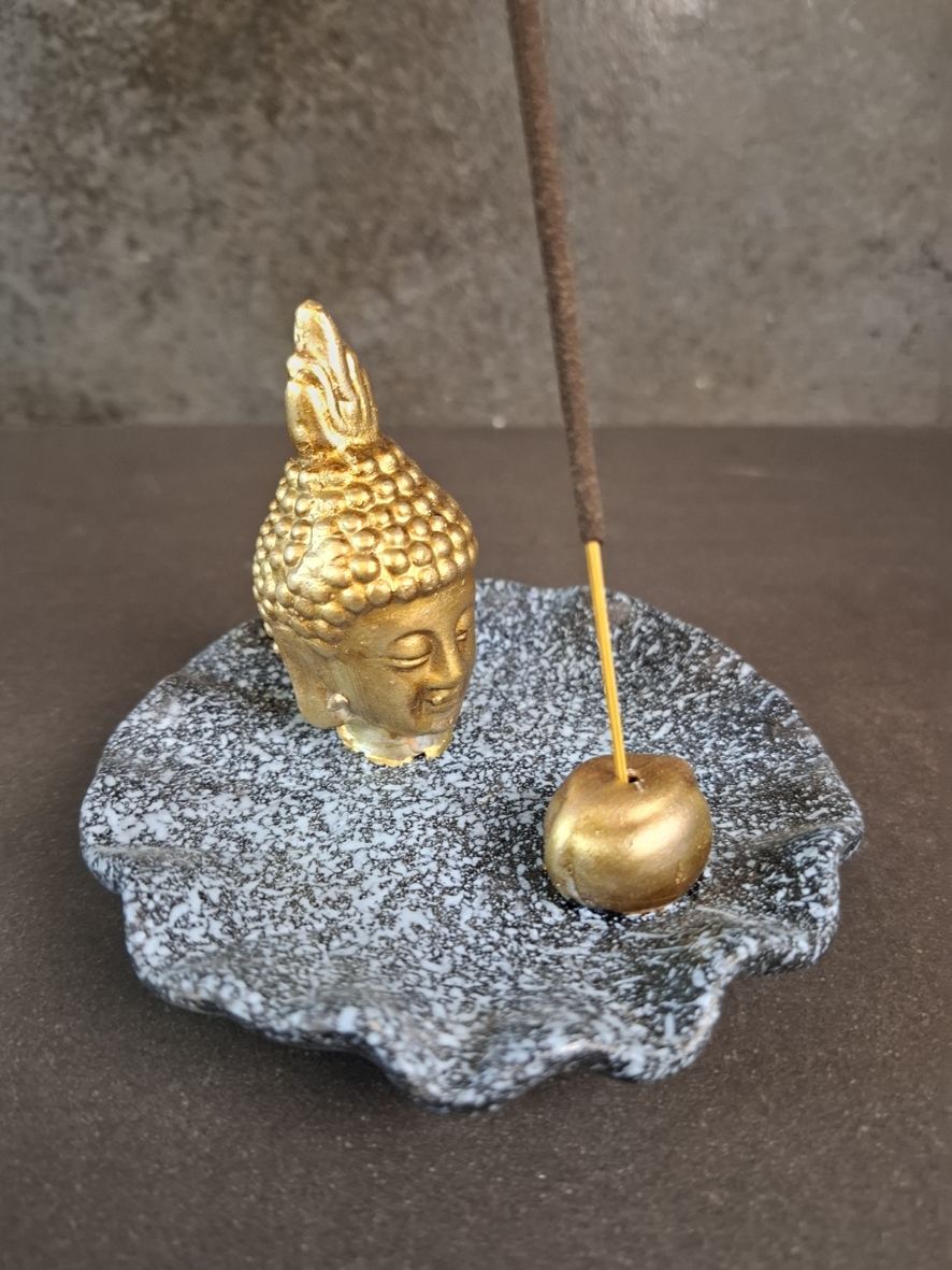 Rökelse Hållare med Buddha i Guld - 2