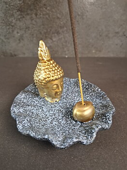 Rökelse Hållare med Buddha i Guld